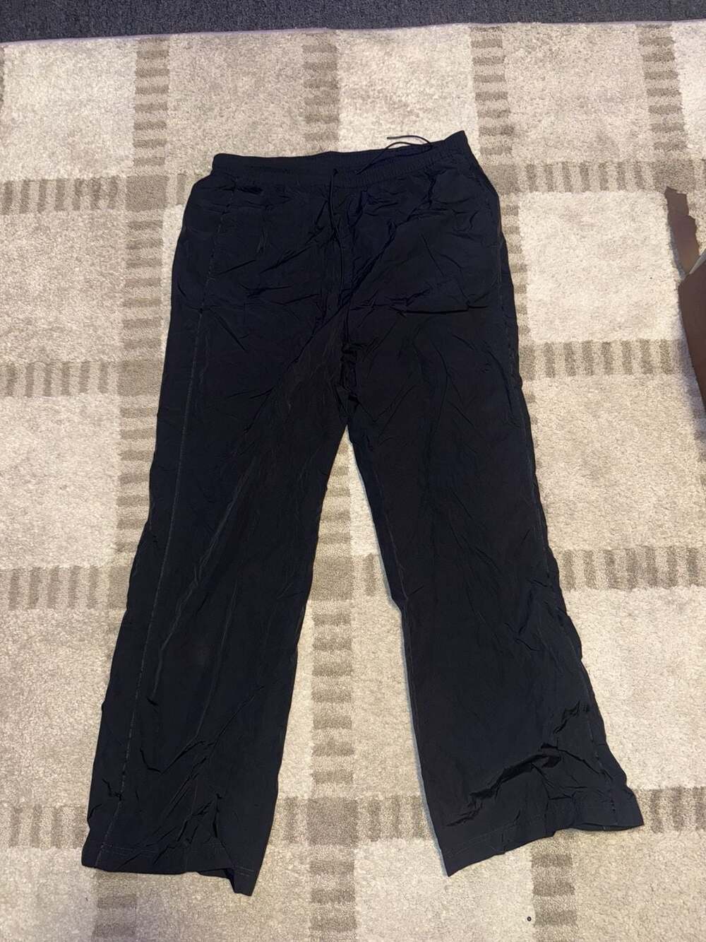 Nike Track Pants Size L Black Nylon Drawstring Athletic
